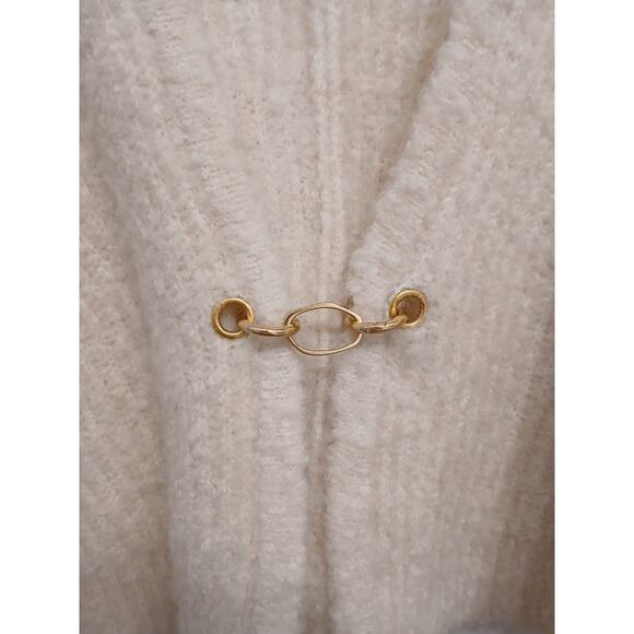 Vintage Crop Top Sweater Women Size XS Ivory Short Cropped Gold Chain Cult Punk - Picture 4 of 14